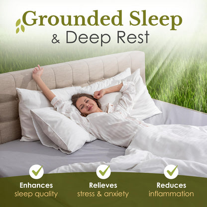 Grounding Sheets Twin Size - Grey Earthing Sheets for Natural Sleep Enhancer - 90% Organic Cotton + 10% Silver Fiber Fitted Grounding Bed Sheets with Grounding Cord - Experience Ultimate Relaxation