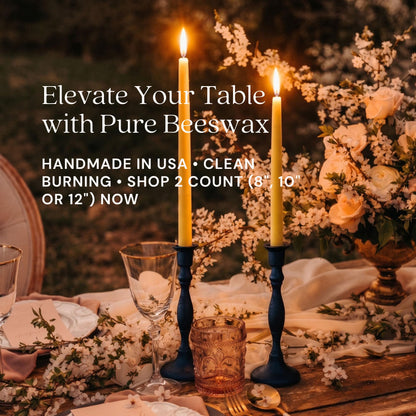 Bluecorn Beeswax Taper Candles, 100% Pure Natural Bees Wax, Pair of 12 Inch Light Blue Tapered Candlesticks, Clean Burning & Dripless, Fragrance Free, Long Lasting, Home Decor, American Made, 1 Count