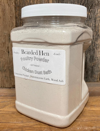 Bearded Hen 3 (3 Poultry Powder - All Natural Chicken Dust Bath - Organic Ingredients: Limestone Powder, Hardwood Ashes