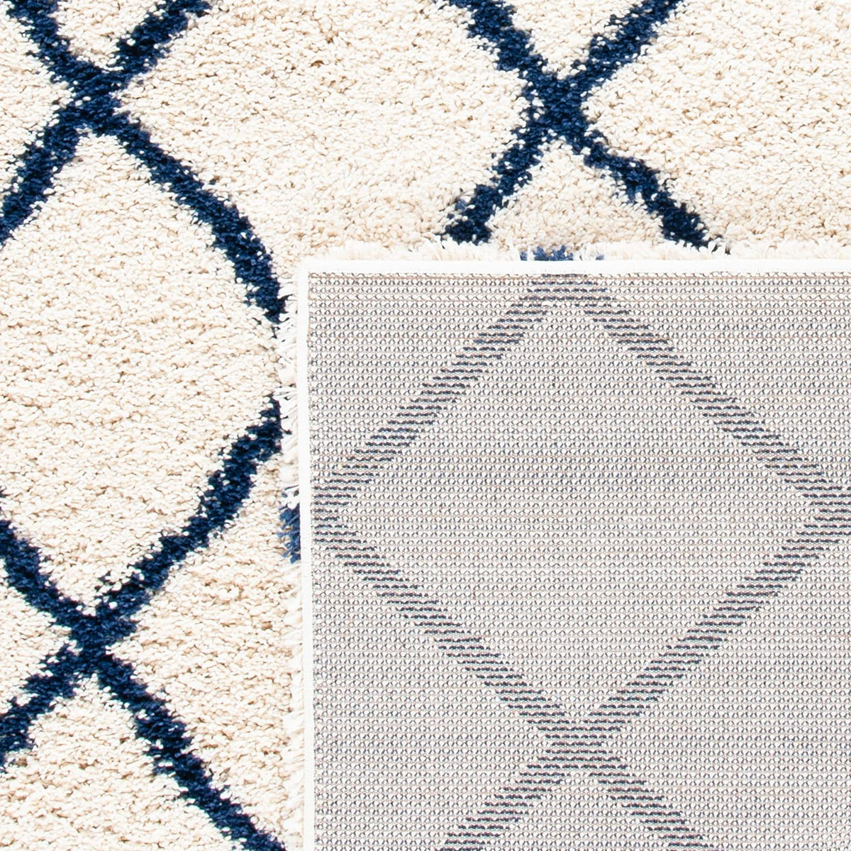 SAFAVIEH Area Rug 8x10 - Hudson Shag Collection - Large - Ivory & Dark Grey, Trellis Pattern, Non-Shedding & Easy Cleaning, Plush Thick Pile, Ideal for Living Room, Bedroom, Dining Space (SGH222C)