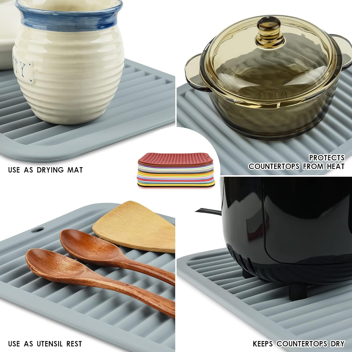 Smithcraft Silicone Trivets Set of 2, Heat Resistant Hot Pads for Kitchen Counter, Non Slip Pot Holders Mats