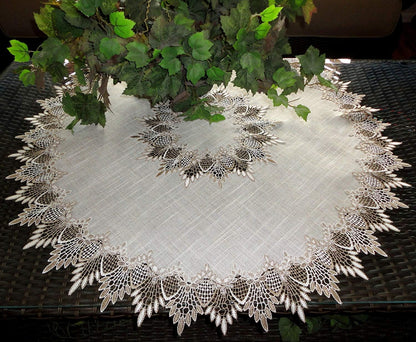 Galleria di Giovanni X-Large 33 Inch Table Topper Dresser Scarf - Neutral Earth Tones European Lace