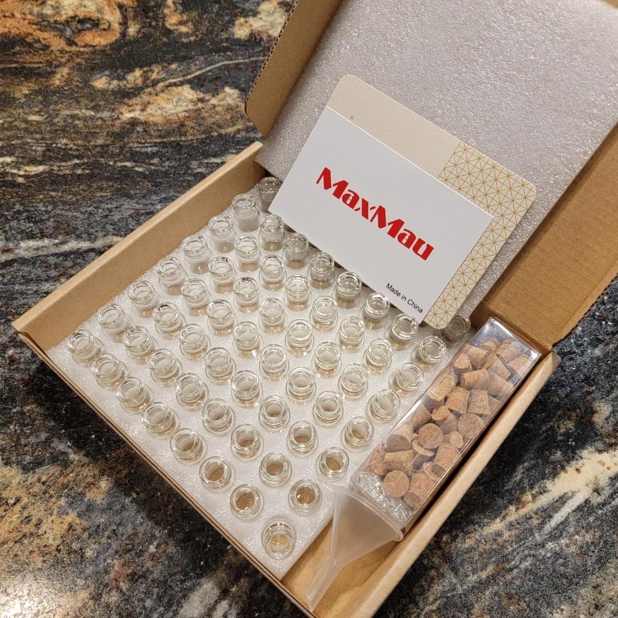 MaxMau 64pcs 1ml Tiny Vials with Cork Stoppers and Eye Screws,Mini Glass Bottles Small Jars for DIY Art Crafts Project Jewelry Pendant Party Favors