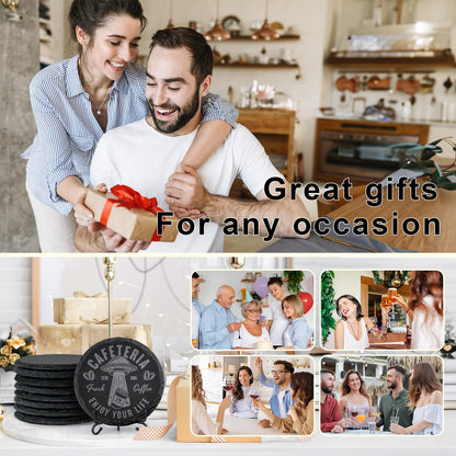 60 PCS Black Slate Stone Coasters Bulk, MAPRIAL 4 Inch 20 PCS Square, 20 PCS Round, 20PCS Hexagon Handmade Drink Coaster for Laser Engraving, Engravable Blanks Material for Engraver, Gifts, Halloween