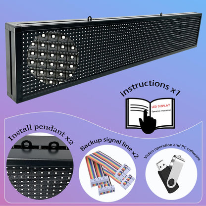 P10 Programmable Scrolling Led Sign Outdoor Signs For Businesse Custom Message Board Digita Display Advertising Screen Bar Word Light Wifi Control High Brightness Neon Sign 39"X8"