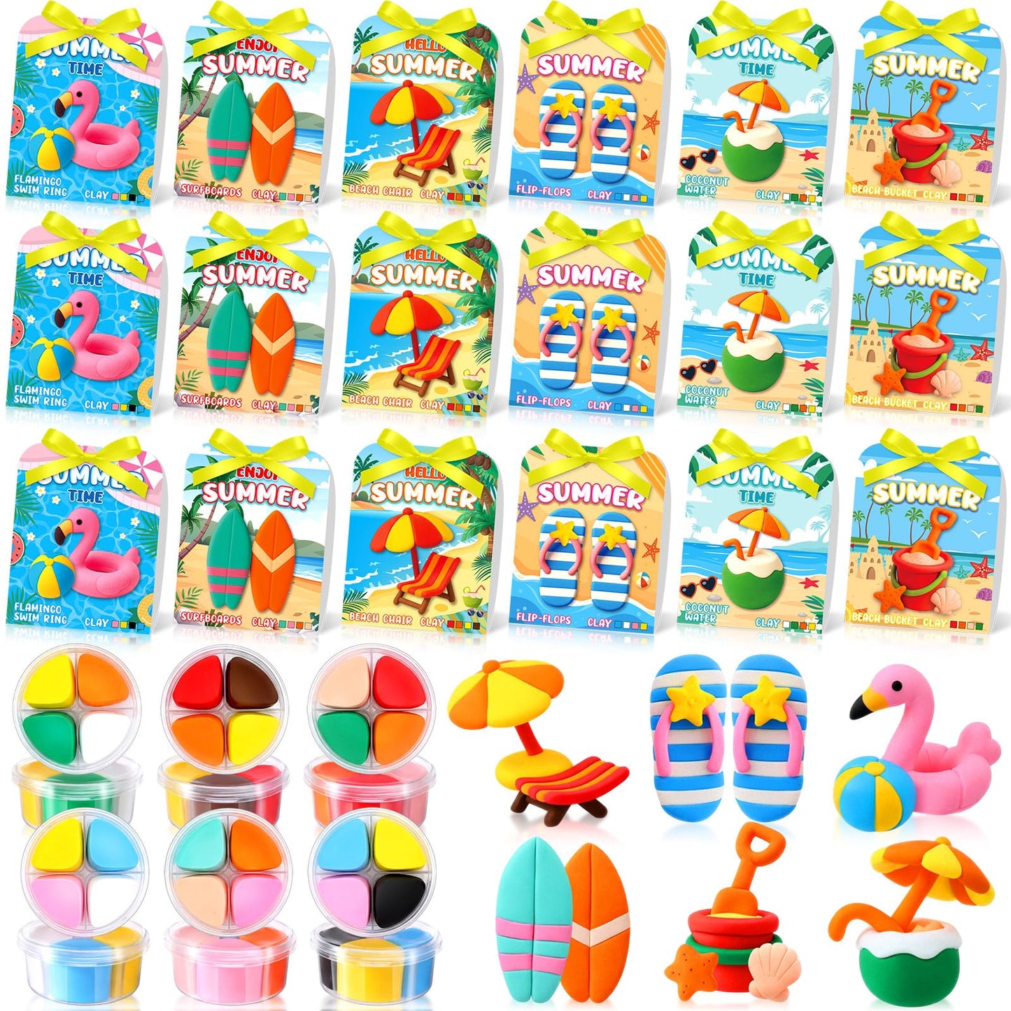 Capoda 18 Sets Air Dry Clay Kit for Kids End of School Year Gifts DIY Modeling Clay Arts Crafts Kit for Summer Beach Pool Party Favors Art Projects Fun Activities Classroom Gifts Rewards Supplies
