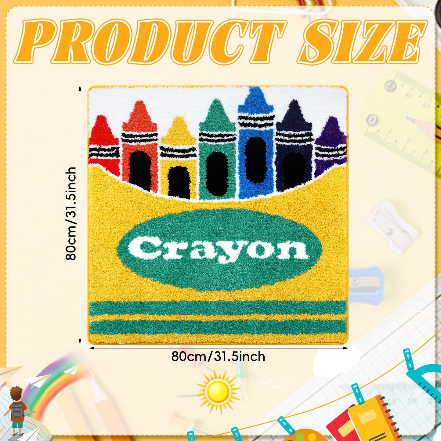 Tinideya Crayons Bathroom Rug Non Slip Rug for Classroom Graduation Appreciate Teacher Gift Back to School Home Supply