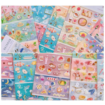 Beautiful Japanese Aesthetic Washi Stickers Set with Gold Foil 12 Sheets 6 Scenes and 6 Mini Stickers for Travel Food Ocean Seasonal and City Themes Perfect for Journals Scrapbooks and Planners
