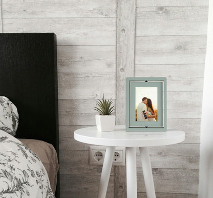 VAUWINEK 4x6 Double-Sided Rotating Floating Picture Frames (2 Pack, Teal Blue), Solid Pine Wood with Real Glass for Horizontal Vertical Standing Display Desk Tabletop Photo Frames
