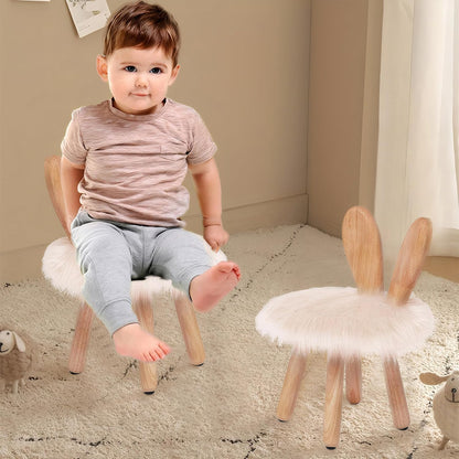 XXYOUPIN 1-4 Design1pack/Pearl Bunny Chair for Kids Years, Wooden Base with Removable Cushion,Anti-Tip Toddler