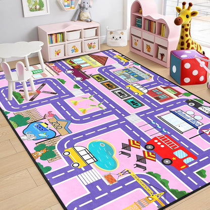 3x5 Car Rugs for Kids Toy Cars - Car Track Carpet for Boys Road Rug for Bedroom Road Map Carpet for Kids Toy Play Mat