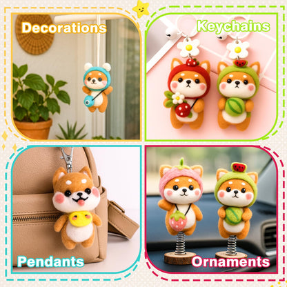 KIDS KING Needle Felting Kit for Beginners & Adults – 6 Piece of Shiba Inu Plush Dolls DIY with Instruction, Material Tools: Wool, Needles, Felting Pad, Arts & Craft Set for Handicraft Beginners