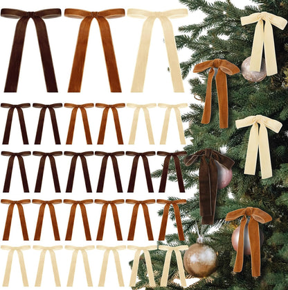 Regine Switzerland Velvet Bows - 24 Pcs Christmas Tree Ornaments | Coquette Wedding Decor (5 x 7 Inch)