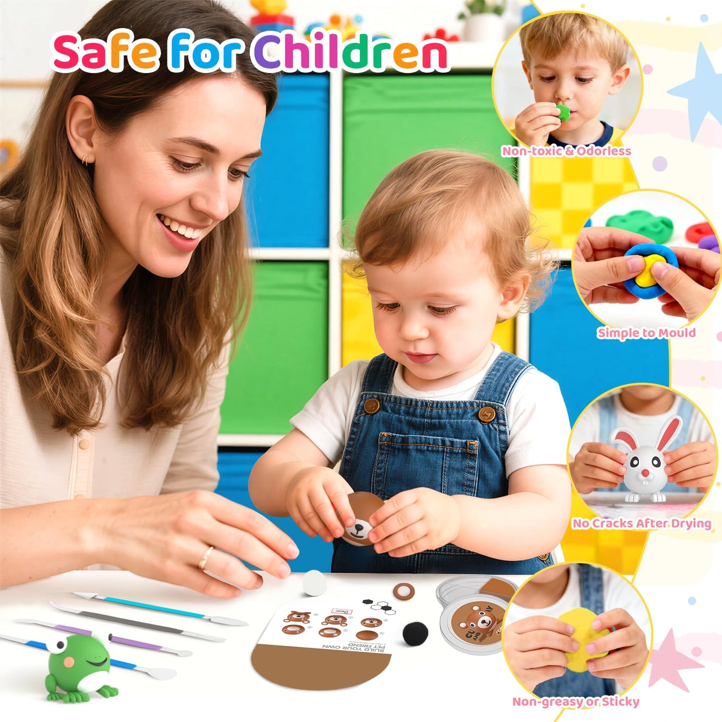 Air Dry Clay for Kids: Modeling Clay Animals DIY 10 PCS Blind Box Craft, Non-Stick Safe Air Dry Clay Kit with Sculpting Tools Mystery Box Gift for Girls Boys 3 4 5 6 7 8 9 Years Old