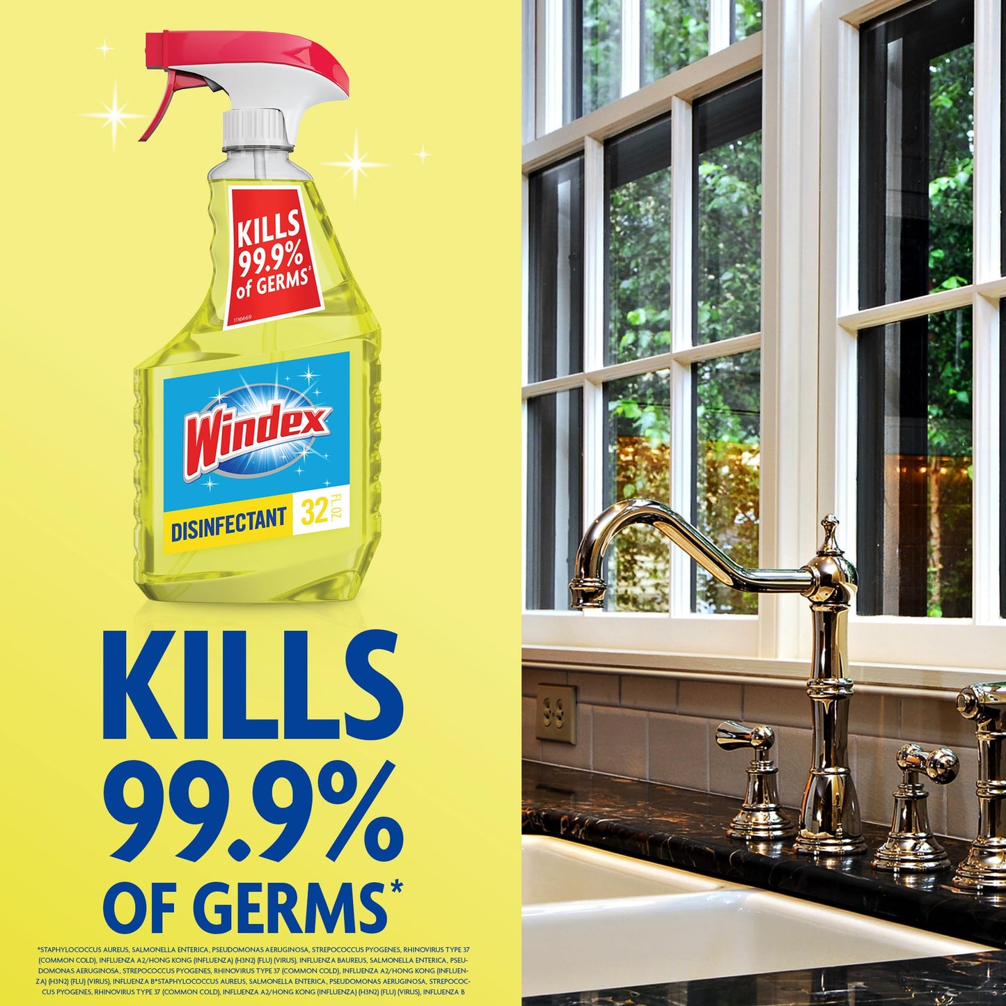 Windex Refill Multipurpose Cleaner Disinfectant Spray, Bottle Made from 100% Recycled Plastic, Surface Cleaning Spray, Citrus Fresh Scent, 32 Fl Oz