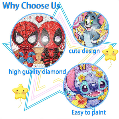 Fuinkqe 4 Packs Cartoon Diamond Art Kits for Kids,5D DIY Diamond Art Painting Kits for Kids Ages 4-8-12,Mosaic Kits Full Round Drills for Gifts and Home Wall Decor 6X6 Inch