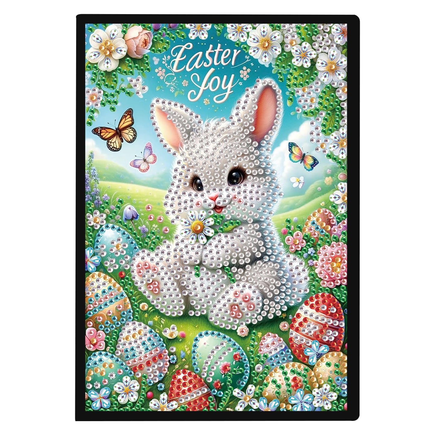 TDFERAN Notebook Easter Bunny 5D Diamond Painting Notebook Diamond Art Kits Notepads Rabbit Sketchbook Journal Book Diary Cross Stitch Journal Knowledge Record Book Suitable for Women