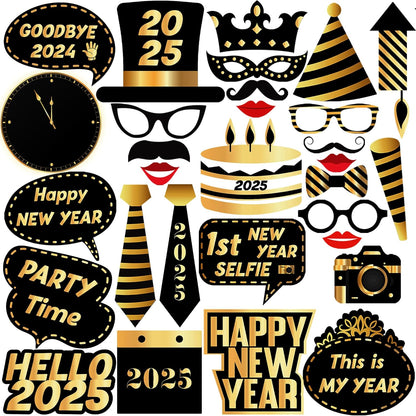 KatchOn New Years Eve Photo Booth Props 2025, Happy New Year Decorations, NYE Party Supplies 2025