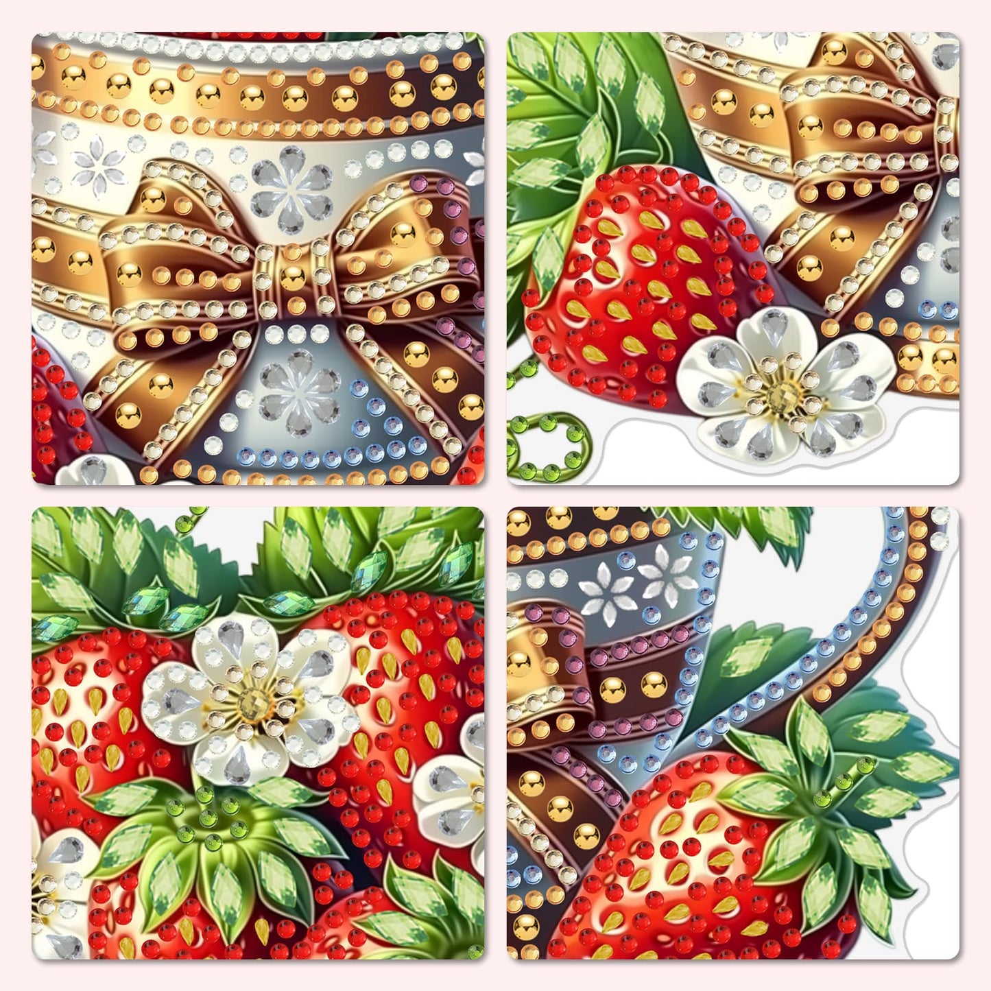 MXJSUA Strawberries Diamond Painting Art Window Suncatchers, Diamond Art Kits for Adults Hanging Ornaments with Chain, 5D Special Shape Crystal Diamond Pendant Accessories for Decor Gift 8x8 Inch