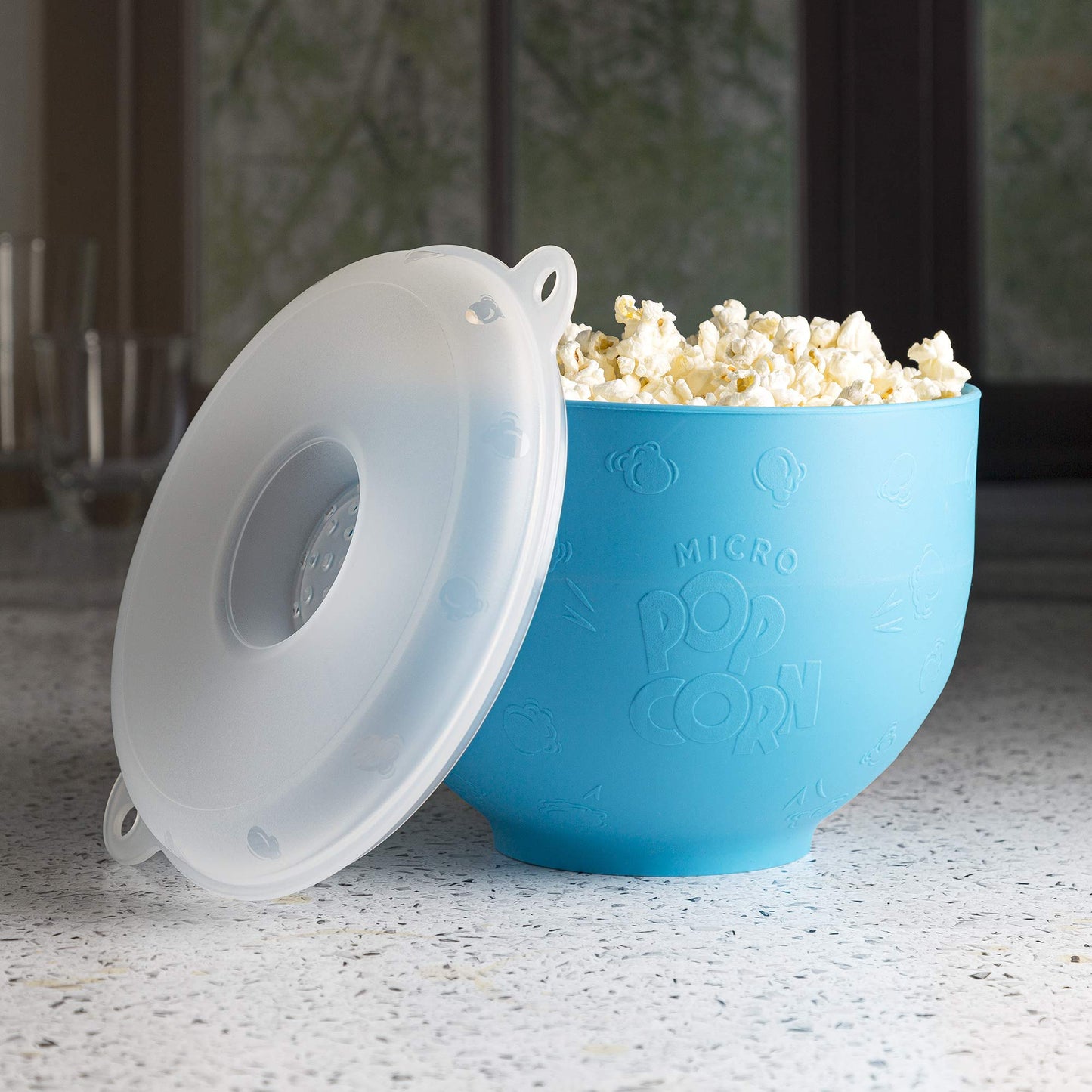 Goodful Silicone Popcorn Popper, Collapsible Hot Air Microwavable Popcorn Maker, Bowl Made without BPA, Teal