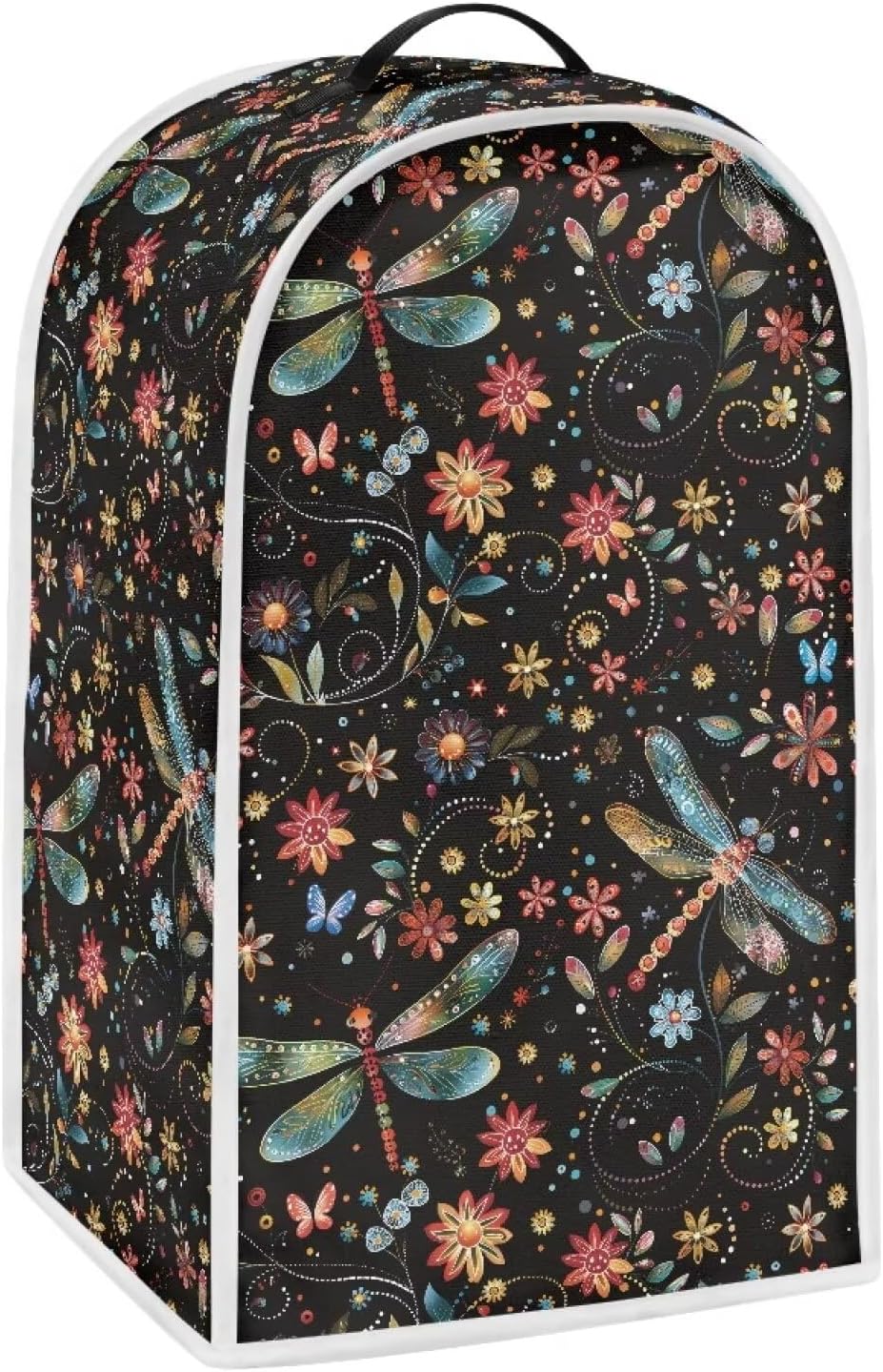 Floral Dragonfly Kitchen Appliance Cover, Anti-Fingerprint Fabric, Stand Mixer or Coffee Maker with Top Handle