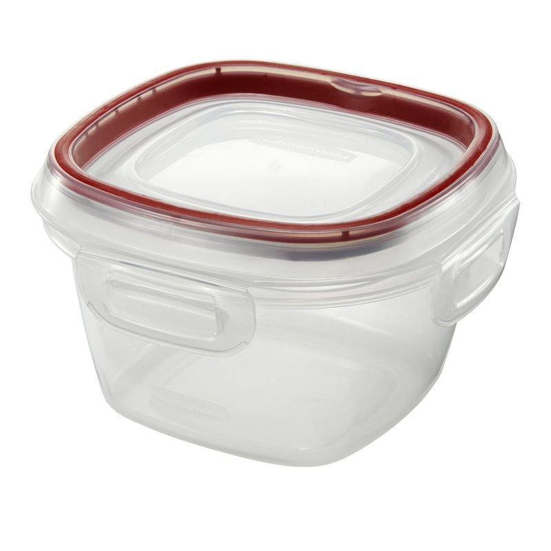 Rubbermaid Lock-Its Square Food Storage Container with Easy Find Lid, 2 Cup, Racer Red