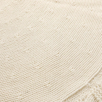 Aeranto Ivory Knitted Christmas Tree Skirt, Cozy Cable Knit Design with Scalloped Edge and Ties, Rustic Farmhouse Holiday Décor for Christmas Tree Base(Ivory, 36")