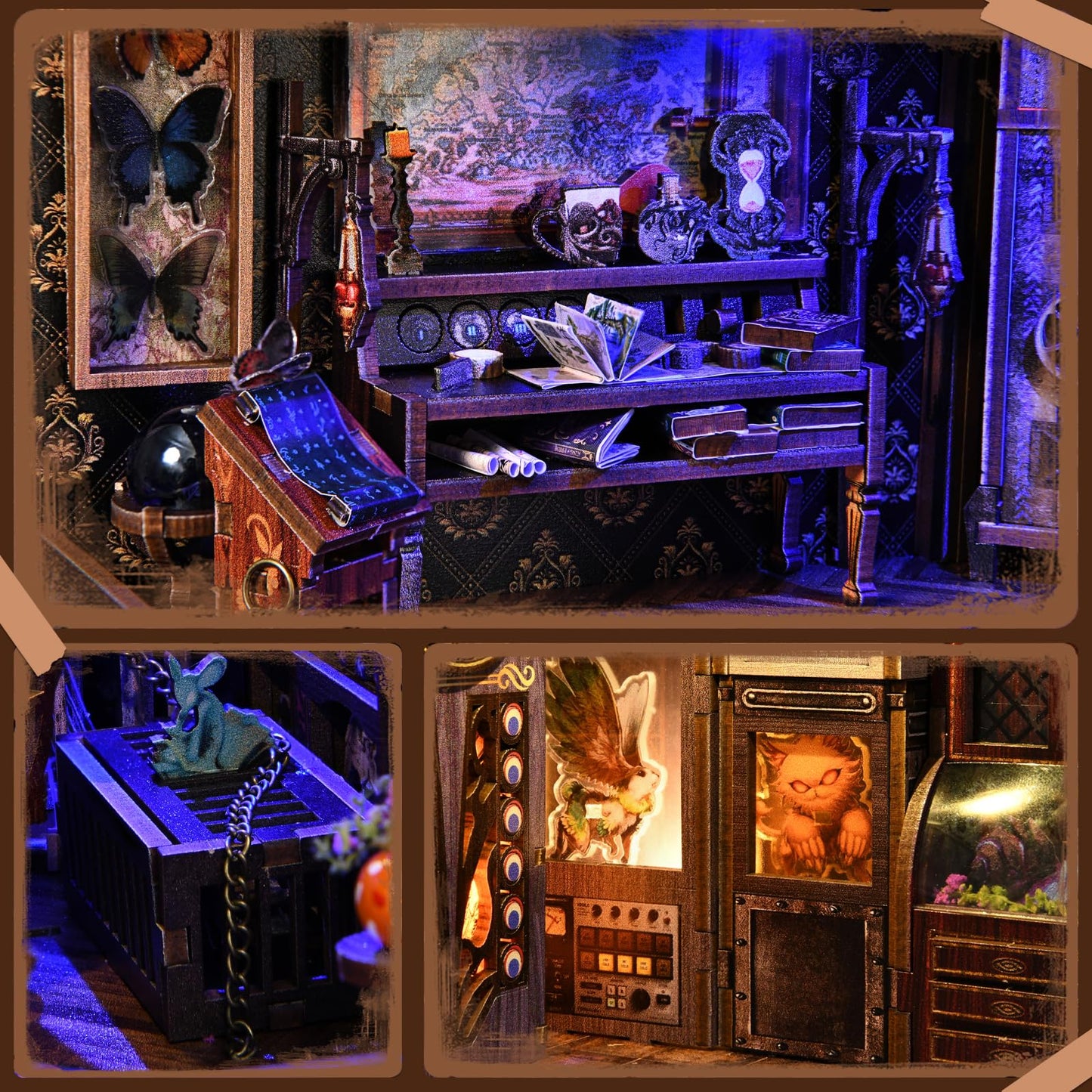 ETKVR Book Nook Kit - DIY Miniature House Dollhouse Kit 3D Puzzles for Adults, Gifts for Family and Friends Bookshelf Decor Tiny House Model Build with Dust Cover