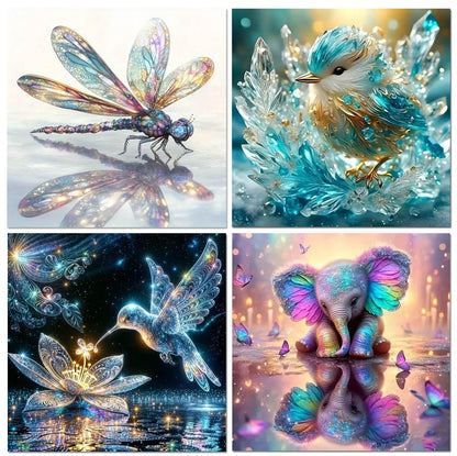 SHLUHA 4 Pack Diamond Painting Kits for Adults 5D Diamond Art Kits for Beginners Round Full Drill Arts&Crafts Gem Art by Number Home Wall Decor Gift 12x16 Inches