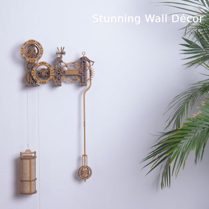WOODEN.CITY Steampunk Gearworks 3D Wooden Puzzle Clock – DIY Wall Clock Model Kit – Build Your Own Clockwork Puzzle with Moving Gears – 288 Parts Mechanical Clock Building Kit for Adults