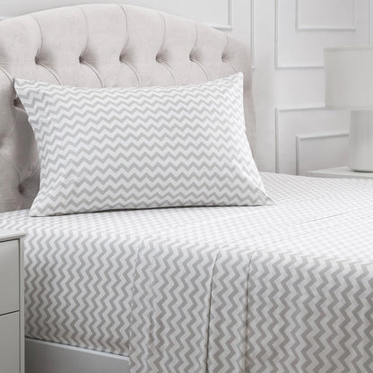 Mellanni Twin XL Sheets Set - 3 PC Hotel Luxury Bedding, Extra Soft & Cooling - Chevron Gray, Wrinkle & Stain Resistant