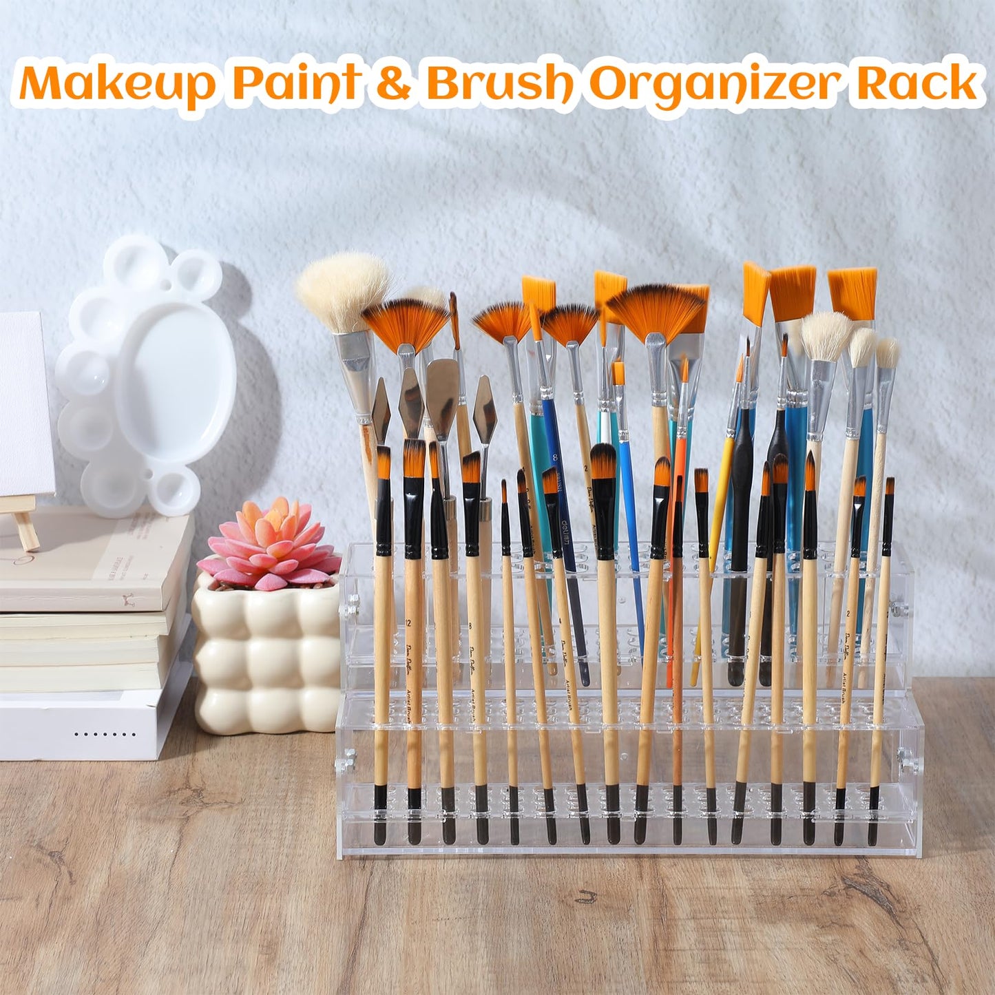 Tolare 2 Pcs 2-Tier Clear Acrylic Pen Holder with 96 Slots - Multi-Hole Acrylic Pen Display Stand for Organization, Perfect Makeup Brush Holder & Art Brush Rack Organizer for Office Desk, Craft Shows