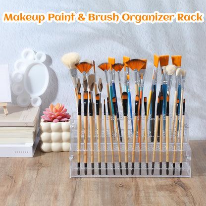 Tolare 2 Pcs 2-Tier Clear Acrylic Pen Holder with 96 Slots - Multi-Hole Acrylic Pen Display Stand for Organization, Perfect Makeup Brush Holder & Art Brush Rack Organizer for Office Desk, Craft Shows