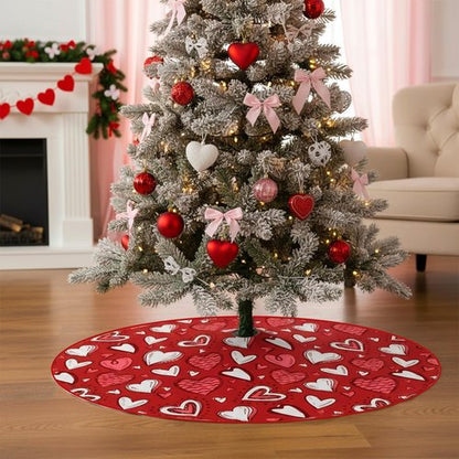 Avxdbr St Patricks Day Reversible Tree Skirt 35 Inch Valentine Tree Skirts Double Sided Plush Christmas Tree Skirt Heart Shamrock Holiday Party Decorations