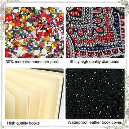 JISHSHAY Diamond Painting Notebook Journal Monkey Diamond Art Note Book Animal Gem Art Sketchbook Mosaic Kits for Adults Diary Gem Painting Leather Journal with Special Shaped Drills 5.7×8.26in