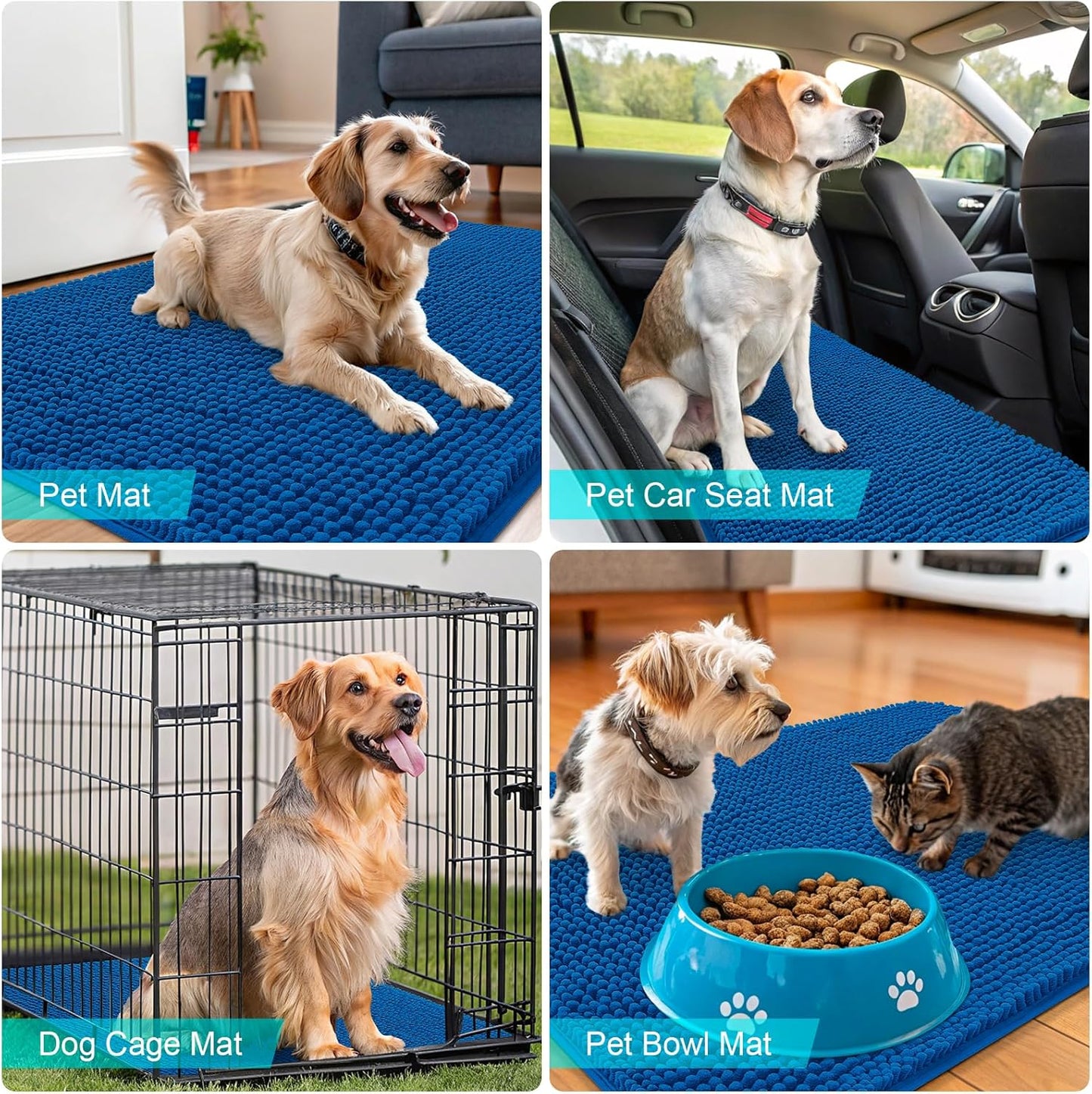 OLANLY Dog Door Mat - Absorbent Non-Slip Washable Doormat for Muddy Paws | 30x17 Deep Navy Blue
