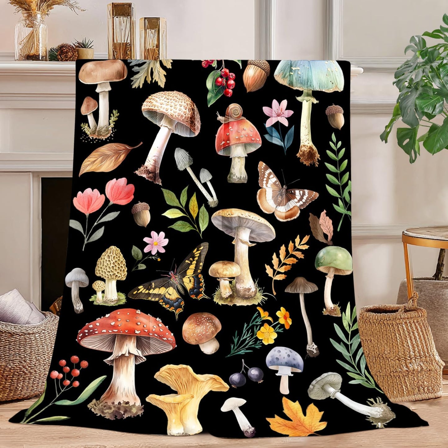 Knerova Cozy 40"x50" Mushroom Blanket - Ultra Soft Mushroom Throw Blanket, Super Fuzzy Plush Fleece Warm Stuffed Animal