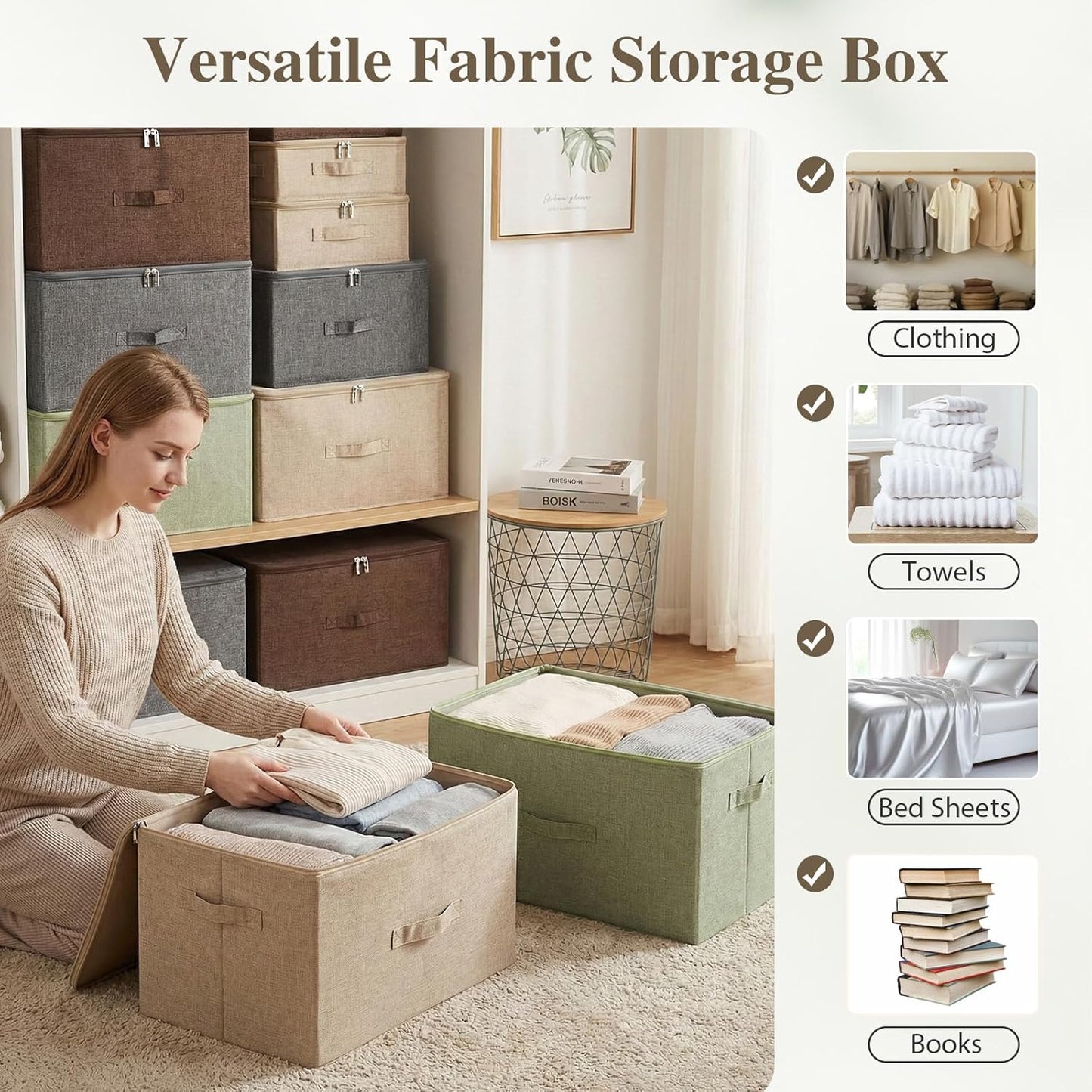 13 Closet ANMINY Storage Bins with Zipper Lids Qt Lidded Fabric Storage Boxes Baskets Cubes with Handles Collapsible