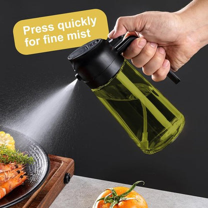 CXINYI - 16oz Olive Oil Dispenser with Stickers | 2-in-1 Sprayer for Cooking & Salad, 2 Black