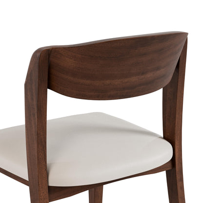Furniture of America Nazaen IV Mid-Century Modern Solid Wood 20-inch Side Chairs Set of 2 with Curved Backrest, Semi-Handmade, Upholstered Seating for Home Kitchen, Dining Room, Rich Walnut