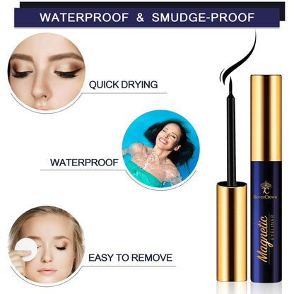 Magnetic Eyelashes with Eyeliner Kit - SevenCrown Magnetic Lashes Natural Looking with 4 Tubes of Magnetic Liner Upgraded,Waterproof,Long Lasting - 10 Pairs Reusable Magnetic Eyelash Kit with Applicator, Easy to Apply.