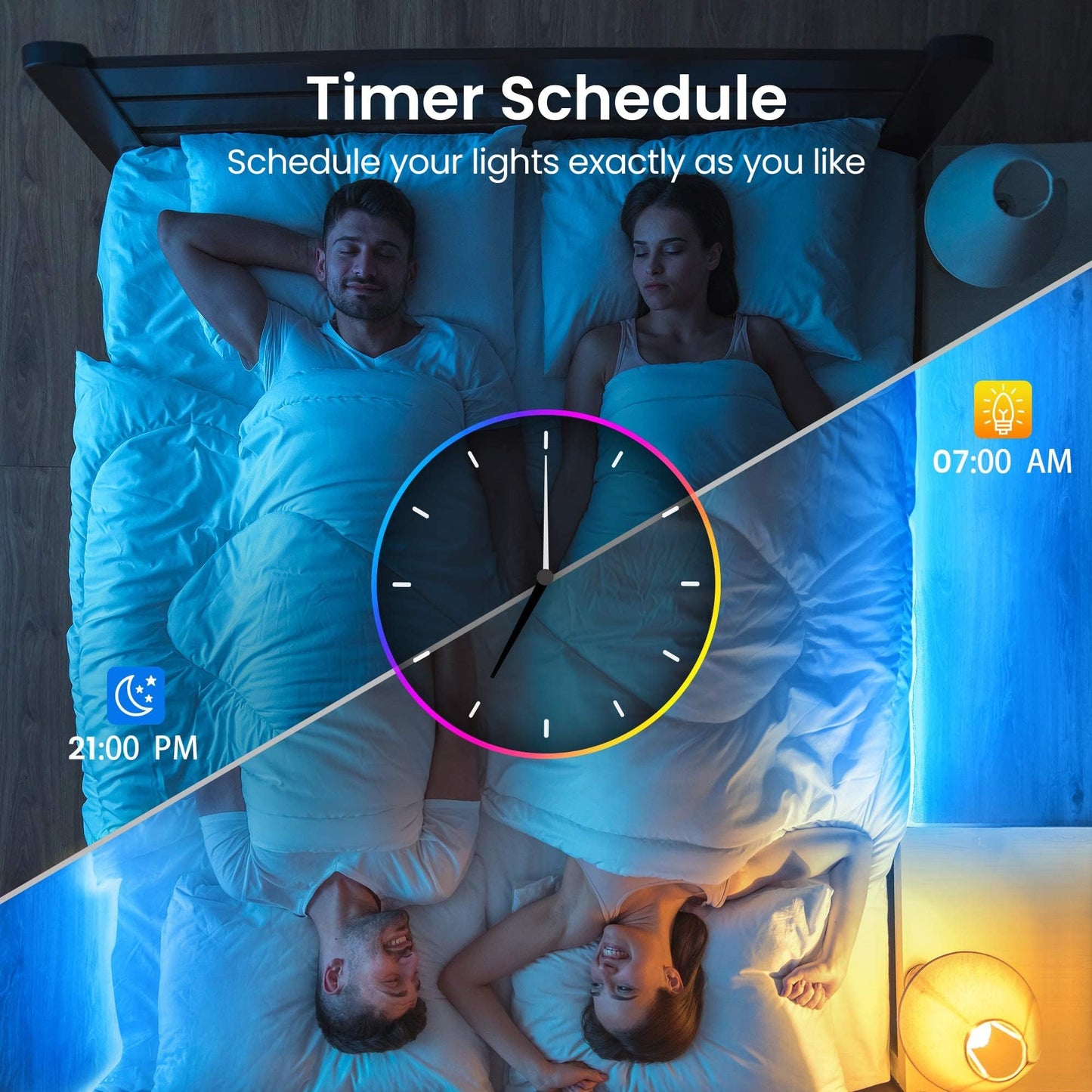 TJOY 200ft Smart Led Strip Lights for Bedroom, Alexa Light Strip,2835 RGB Color Changing Music Sync Rope Lighting with App Remote,Multi-Color Wireless Led Lighting for Bedroom (APP+Remote+Voice)