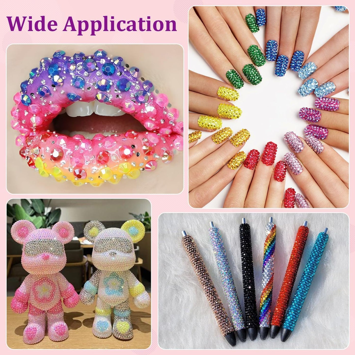 Resin AB Rhinestones 48000Pcs 48 Colors 3mm Flatback Gems Kit for Crafting, Jelly Bedazzler Supplies with B7000 Jewelry Glue Organizer Tray Tweezers Pickup Pen for Diamond Art Nail Art Shoes DIY