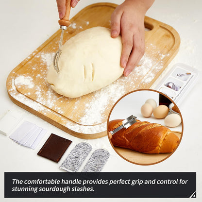 Skiennix Bread Lame - Sourdough Scoring Tool with 10 Razor Blades & Protective Cover | Essential Baking Supplies