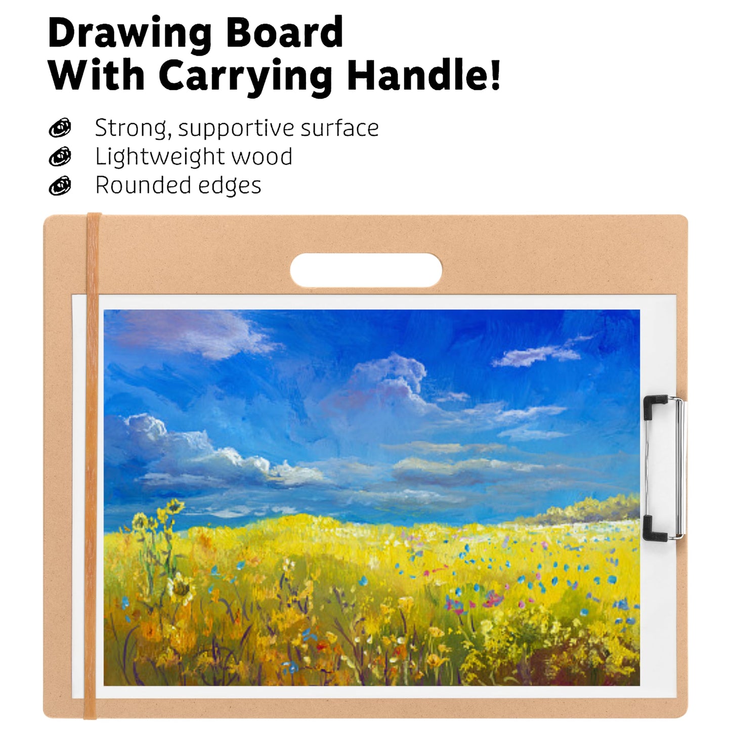 TX liteart Drawing Board - 14" x 17.8" Sketch Board with Handle for Drafting Art - Portable Clipboard for Class or Studio Fit in Artists Tote