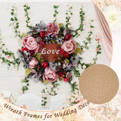 OGANAZI 9 PCS 10 Inch Wreath Boards with Holes, Wood Board Forms with 100 Nylon Ties, DIY Round Frame Decorative Flower Boards Wreath Making Supplies for Wedding, Christmas, Home Decor