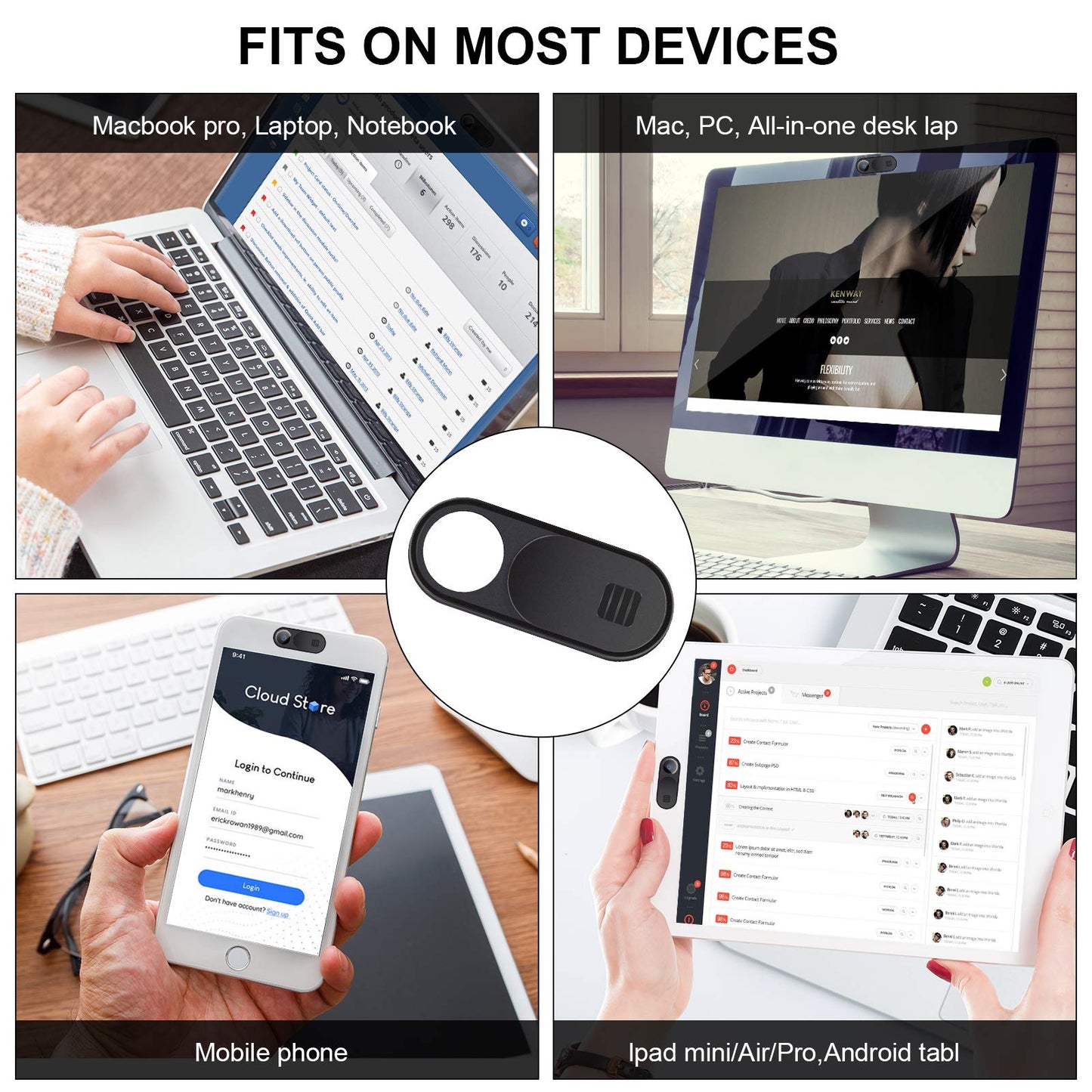 Webcam Cover,3 PCS Camera Cover Slide, Ultra-Thin Webcam Cover Slide Compatible for Laptop Desktops, MacBook, PC, Tablet, Cell Phone and more Accessories -Protect Your Privacy Security (3-Pack)