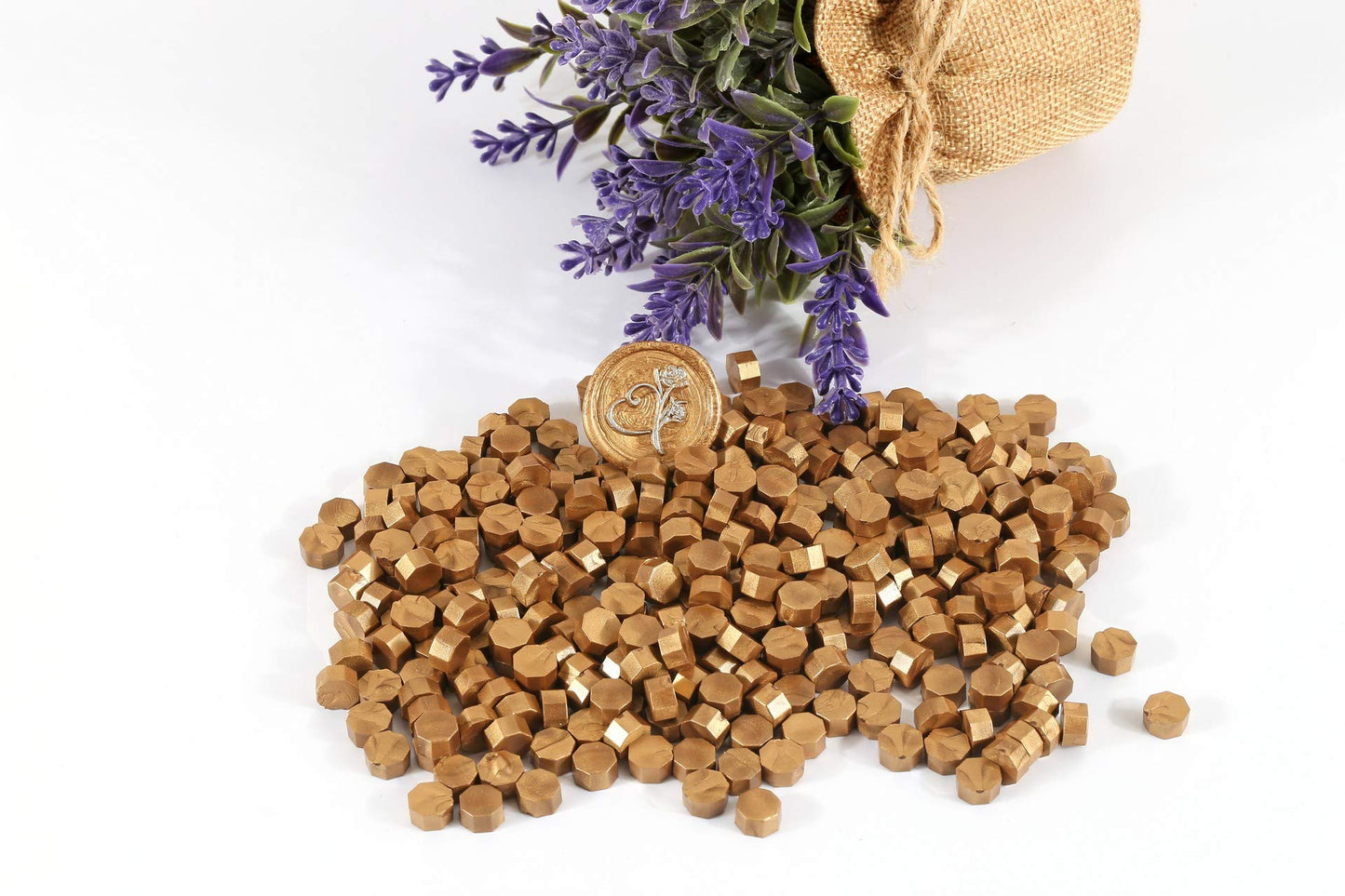 Yoption 360 Pcs Metallic Antique Gold Sealing Wax Beads Set for Wax Seal Stamp with Candles and Melting Spoon