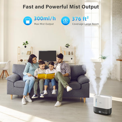 4L 40H 12H 360 Nozzle, 7-Color JRD Humidifiers for Bedroom, Ultrasonic Humidifier for Large Room, Cool Mist Top-Fill