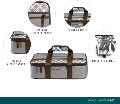 Rachael Ray Thermal Insulated Lasagna Lugger, Casserole Carrier for Hot or Cold Food, Fits 9" x 13" Dish